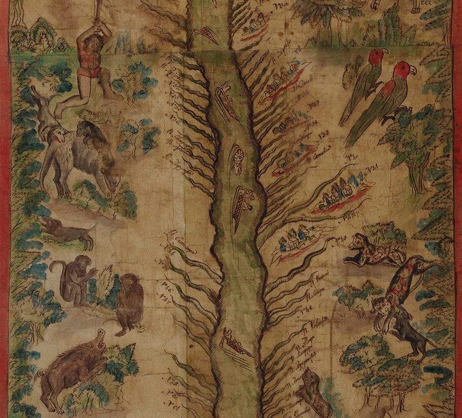 Map of the Ucayali River, Peru, 1808–1812. Ink and color on paper, 58 x W 158 cm.